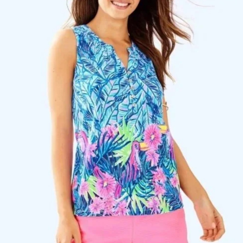 NWT Lilly Pulitzer Essie Bennett Blue Top NWT size XXS
